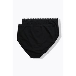 Ulla Popken  Culottes maxi en lot de 2 avec liseré élastique en dentelle 