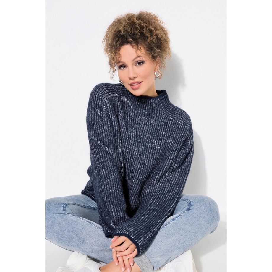 Ulla Popken Pull Col Montant Rayé Manches Longues  