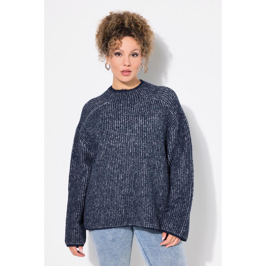 Ulla Popken Pull Col Montant Rayé Manches Longues  