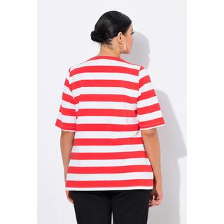 Ulla Popken T-shirt Rayé Classique Col Rond Manches Courtes avec Poches  