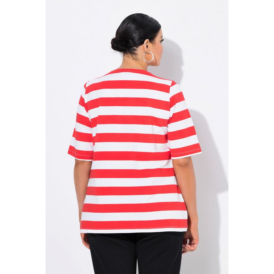 Ulla Popken Ringel Classic Rundhals Halbarm T-Shirt mit Taschen  