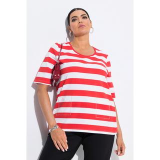 Ulla Popken T-shirt Rayé Classique Col Rond Manches Courtes avec Poches  