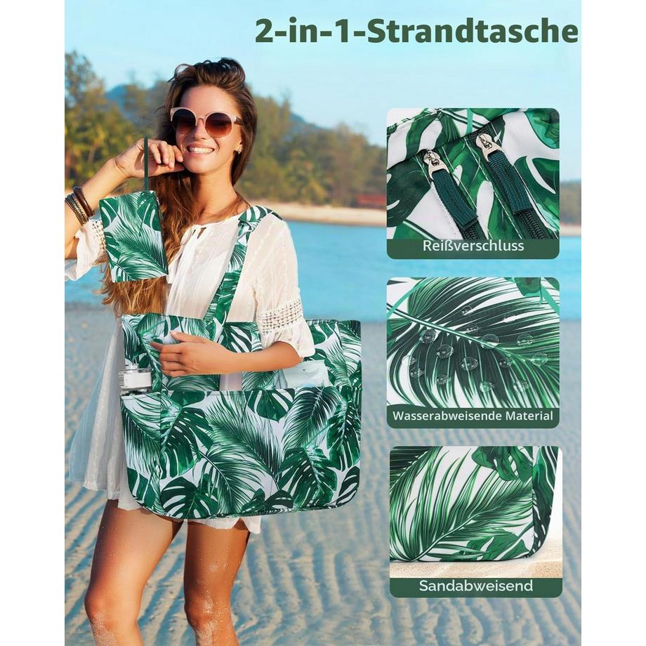Only-bags.store Strandtasche mit Reissverschluss und Nassfach Gross Schwimmen  