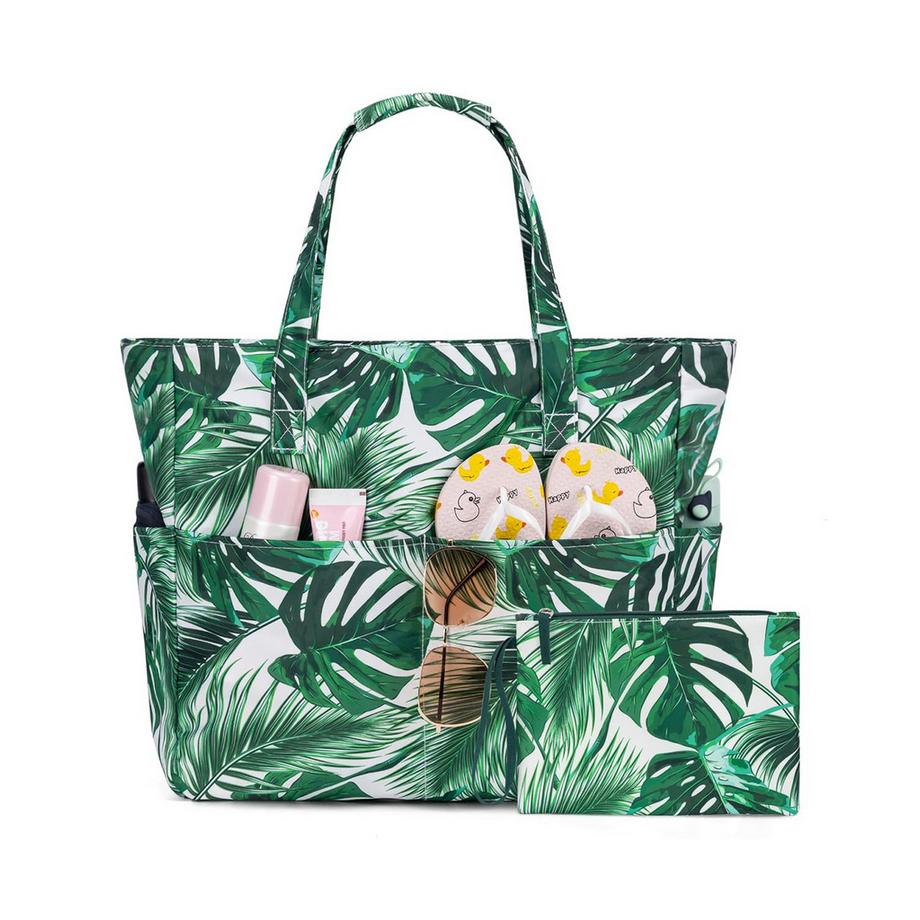 Sac de plage avec Fermeture Éclair et Compartiment humide Sac de bain Large Swimming