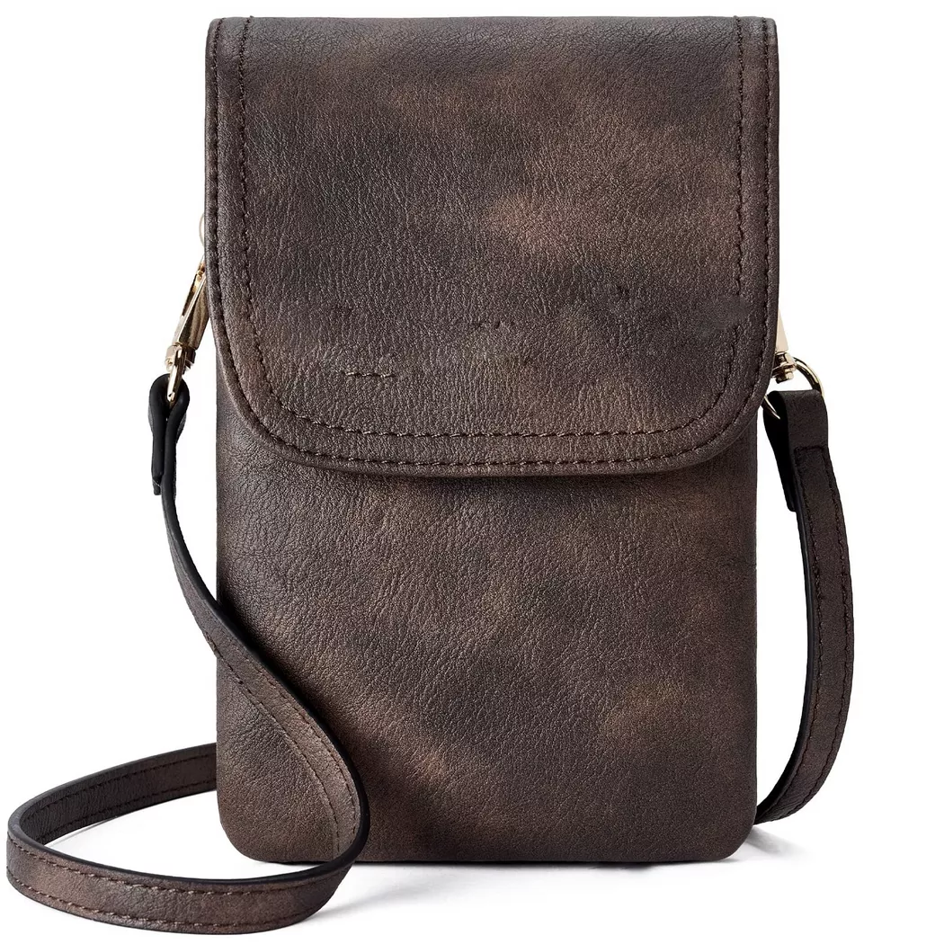 Only-bags.store - Handy Umhängetasche Leder, Umhängetasche, Handytasche mit Geldbörse zum Umhängen, für Herren, Braun
