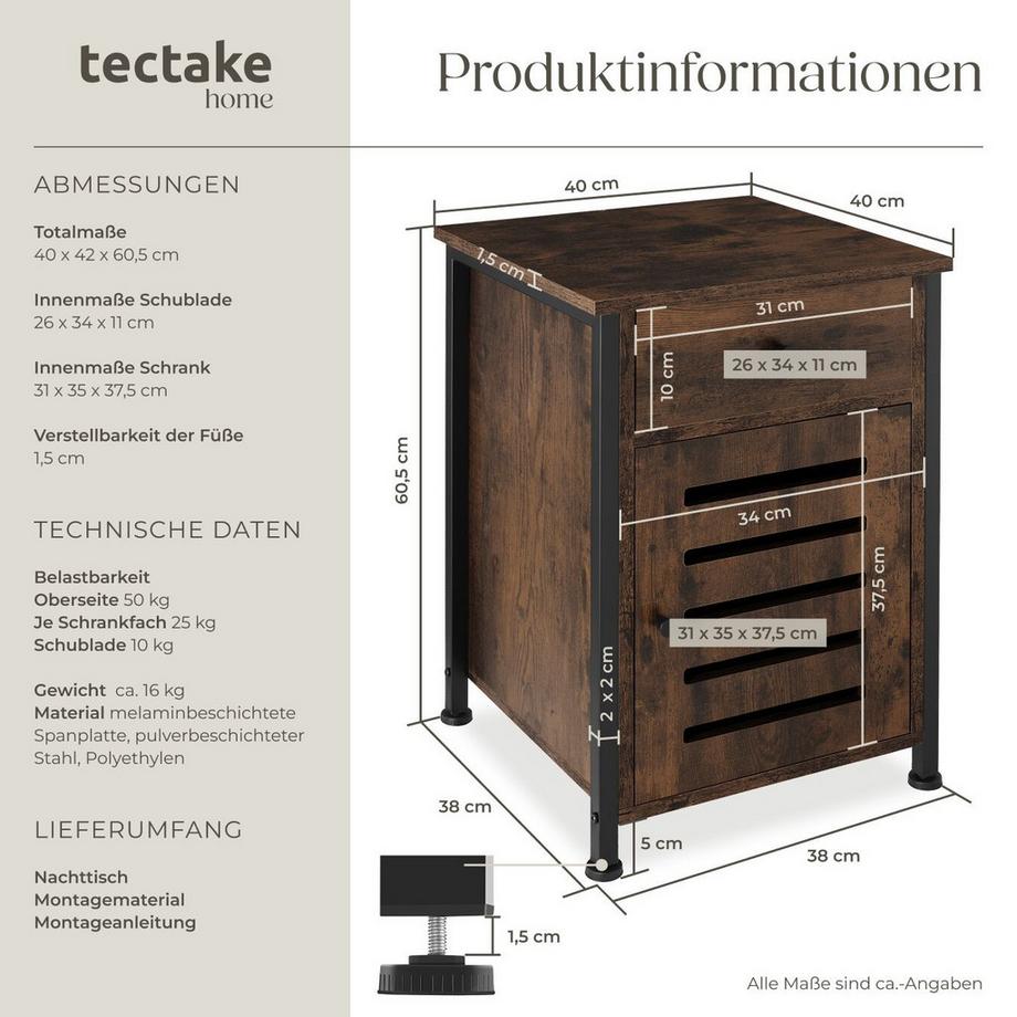 Tectake Table de chevet Waterford  