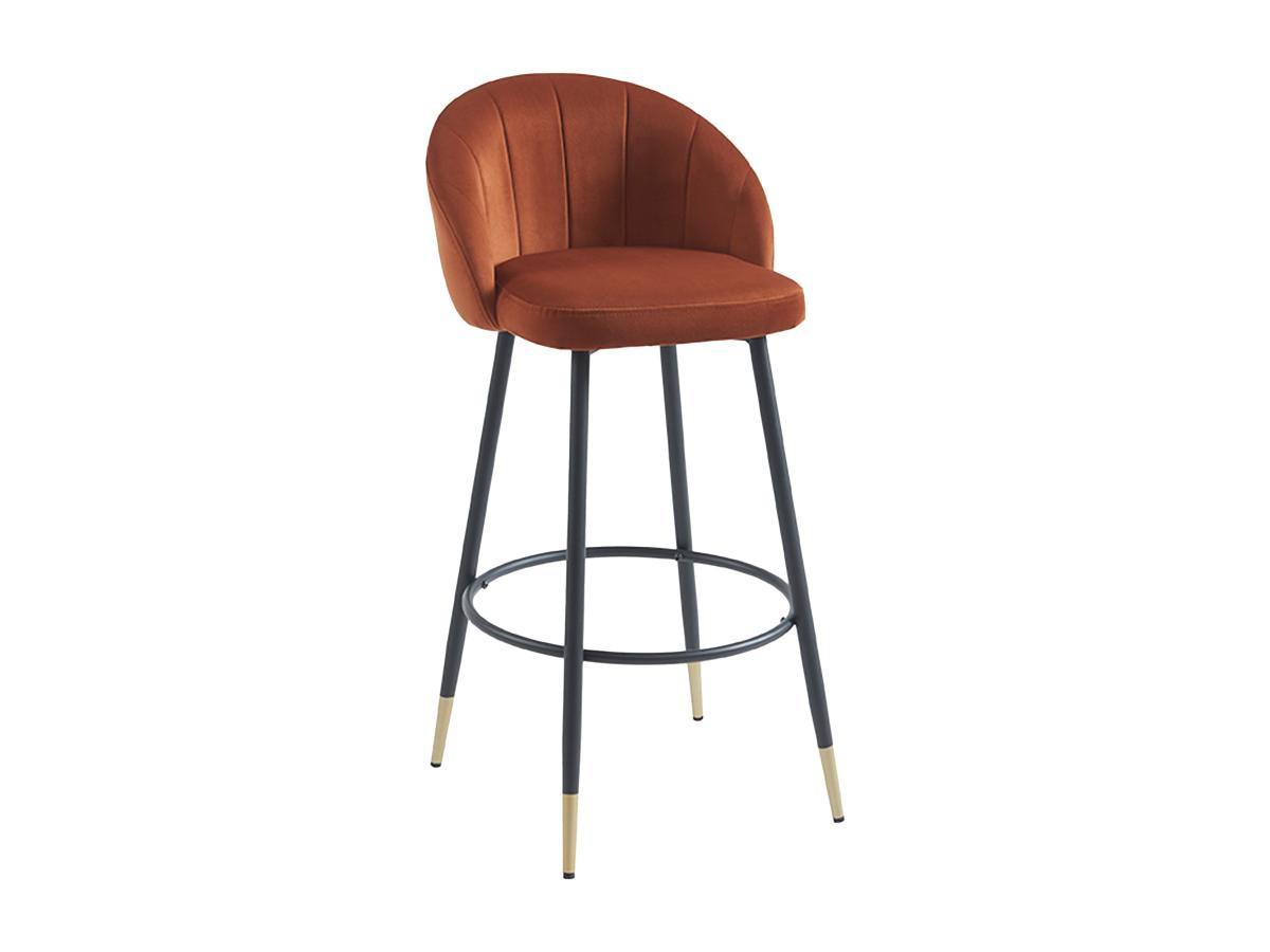 Vente-unique Lot de 2 tabourets de bar en velours et métal - Terracotta - ELIRAM  