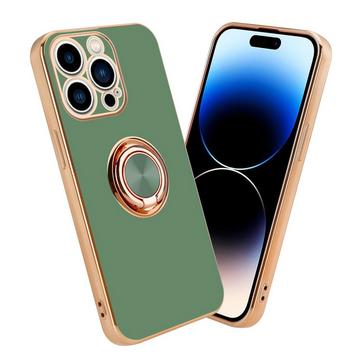 Housse compatible avec Apple iPhone 14 PRO MAX avec anneau - Coque de protection en silicone TPU flexible, avec protection pour appareil photo et support voiture magnétique