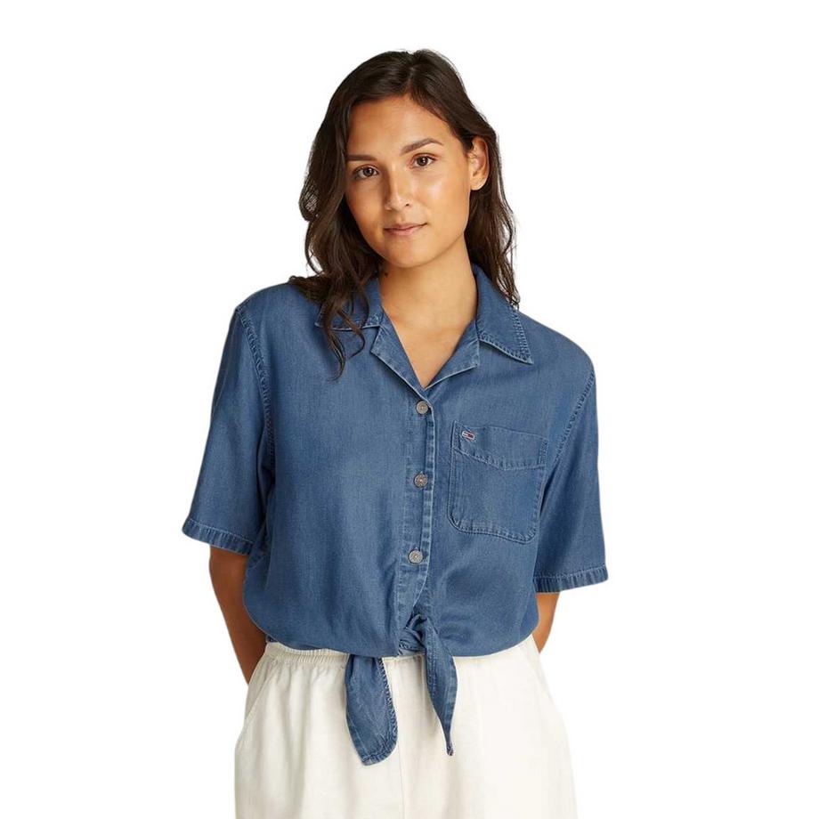 TOMMY JEANS  Camicia Ritagliata Chambray Orlo Annodato 