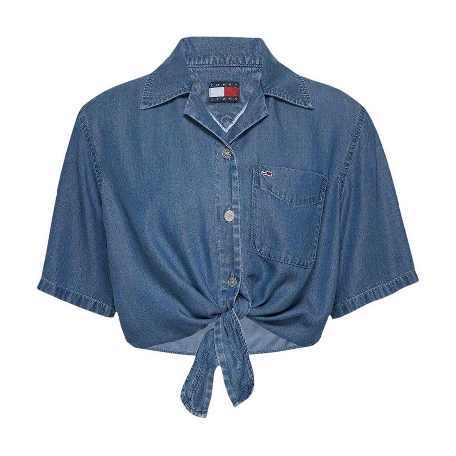 Camicia Ritagliata Chambray Orlo Annodato