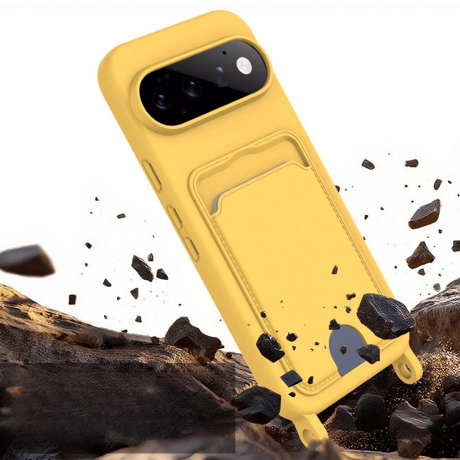 Cover-Discount Google Pixel 11 Pro - Custodia in silicone liquido con portacarte e tracolla  