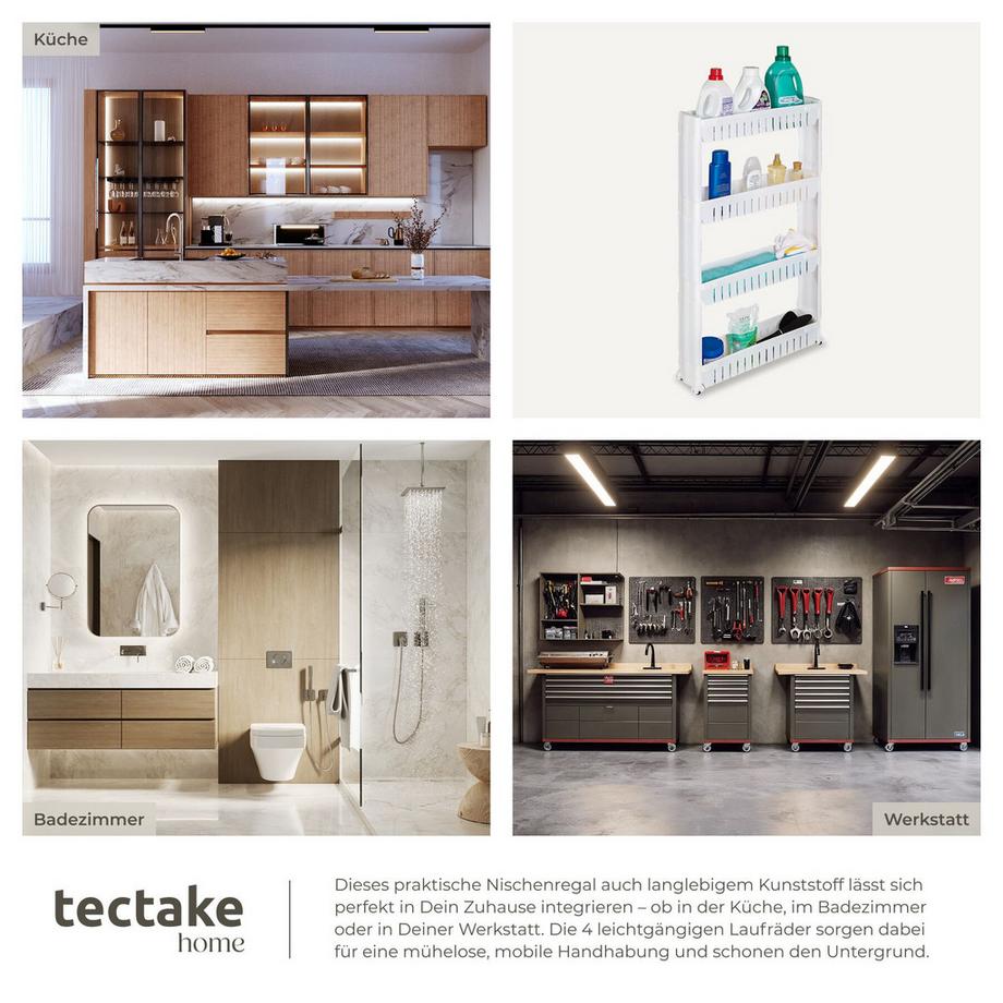 Tectake Desserte faible largeur JOE 4 niveaux  