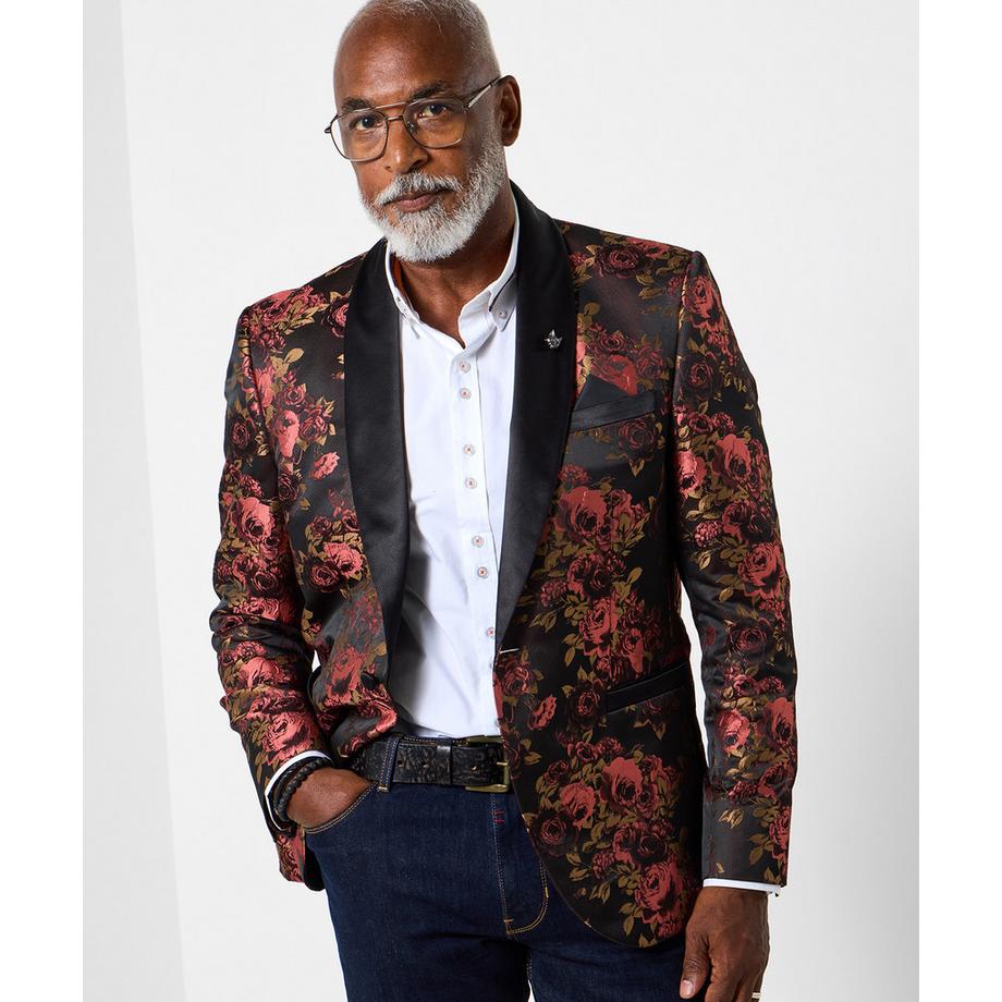 Blazer mit Blumenmuster und Schalkragen