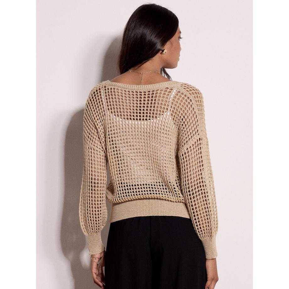 APRICOT Pull en maille ajourée aux reflets dorés  