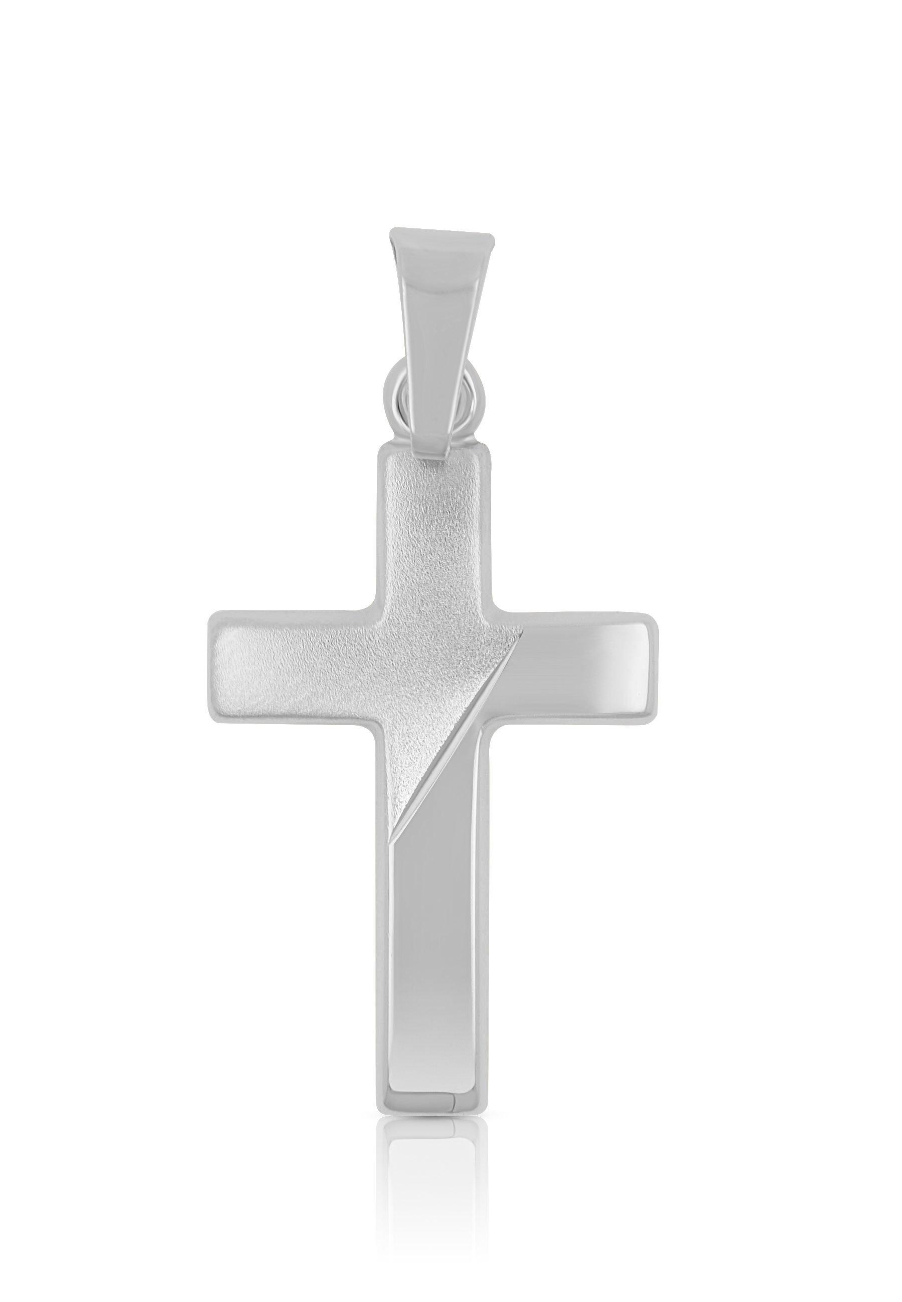MUAU Schmuck  Pendentif croix or blanc 750, 25x12mm 