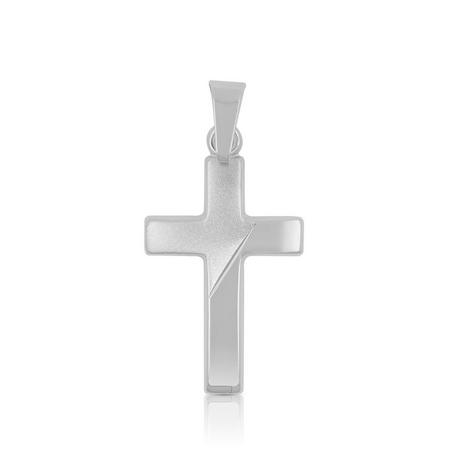 MUAU Schmuck  Pendentif croix or blanc 750, 25x12mm 