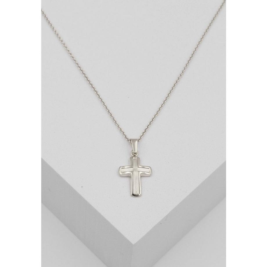 MUAU Schmuck  Pendentif croix or blanc 750, 25x12mm 