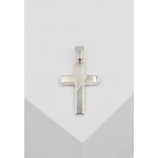 MUAU Schmuck  Pendentif croix or blanc 750, 25x12mm 