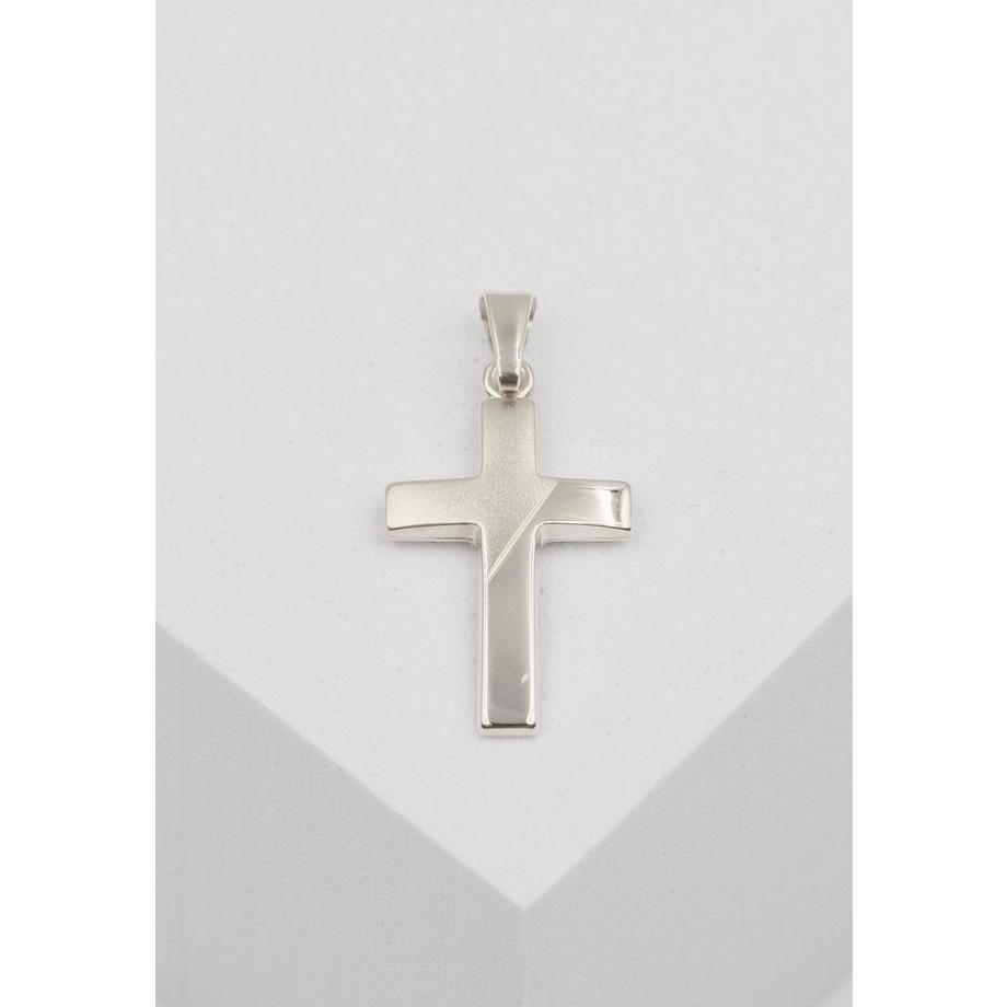 MUAU Schmuck  Pendentif croix or blanc 750, 25x12mm 
