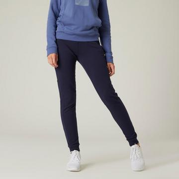 Pantalon jogging chaud Fitness poches zippées Slim Bleu Marine