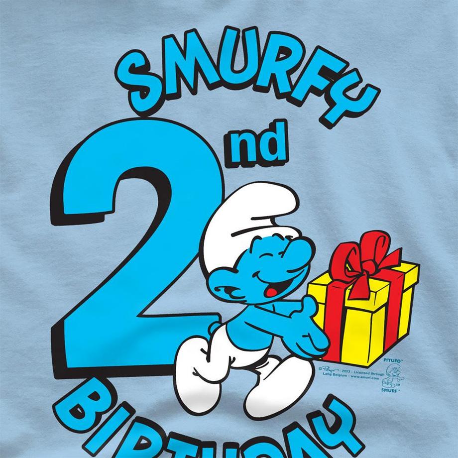 Puffi  Smurfy Maglietta Secondo Compleanno 
