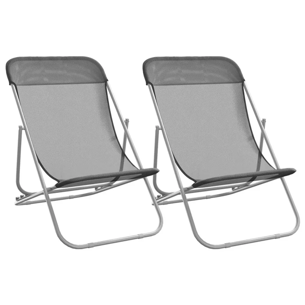 VidaXL - Strandstuhl stahl, One Size, Grau