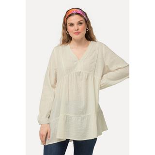 Ulla Popken Tunica pizzo linea A scollo a V maniche lunghe  