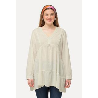 Ulla Popken Tunica pizzo linea A scollo a V maniche lunghe  