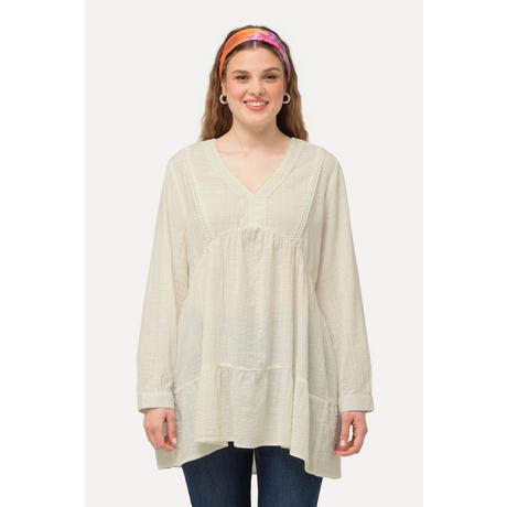 Ulla Popken Tunica pizzo linea A scollo a V maniche lunghe  