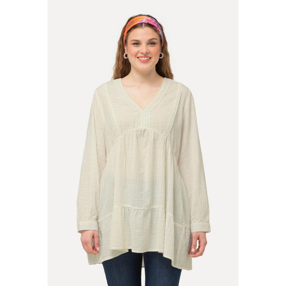 Ulla Popken Spitze A-Linie V-Ausschnitt Langarm Tunika  