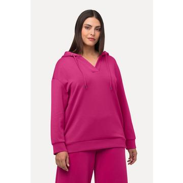 Felpa oversize con cappuccio, scollo a V e maniche lunghe