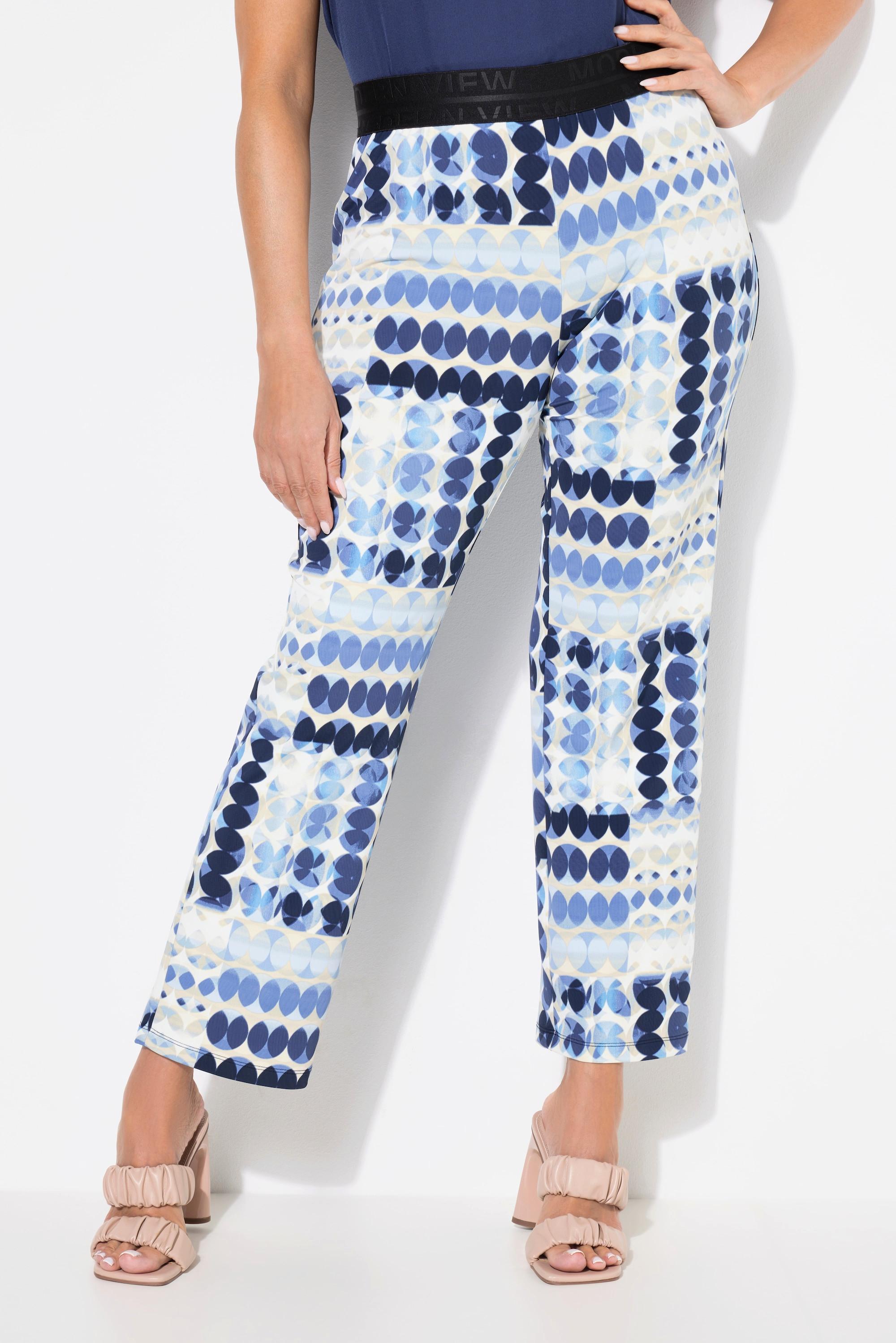 Ulla Popken Sienna Pantalon Jersey Imprimé Cercles Jambe Étroite  