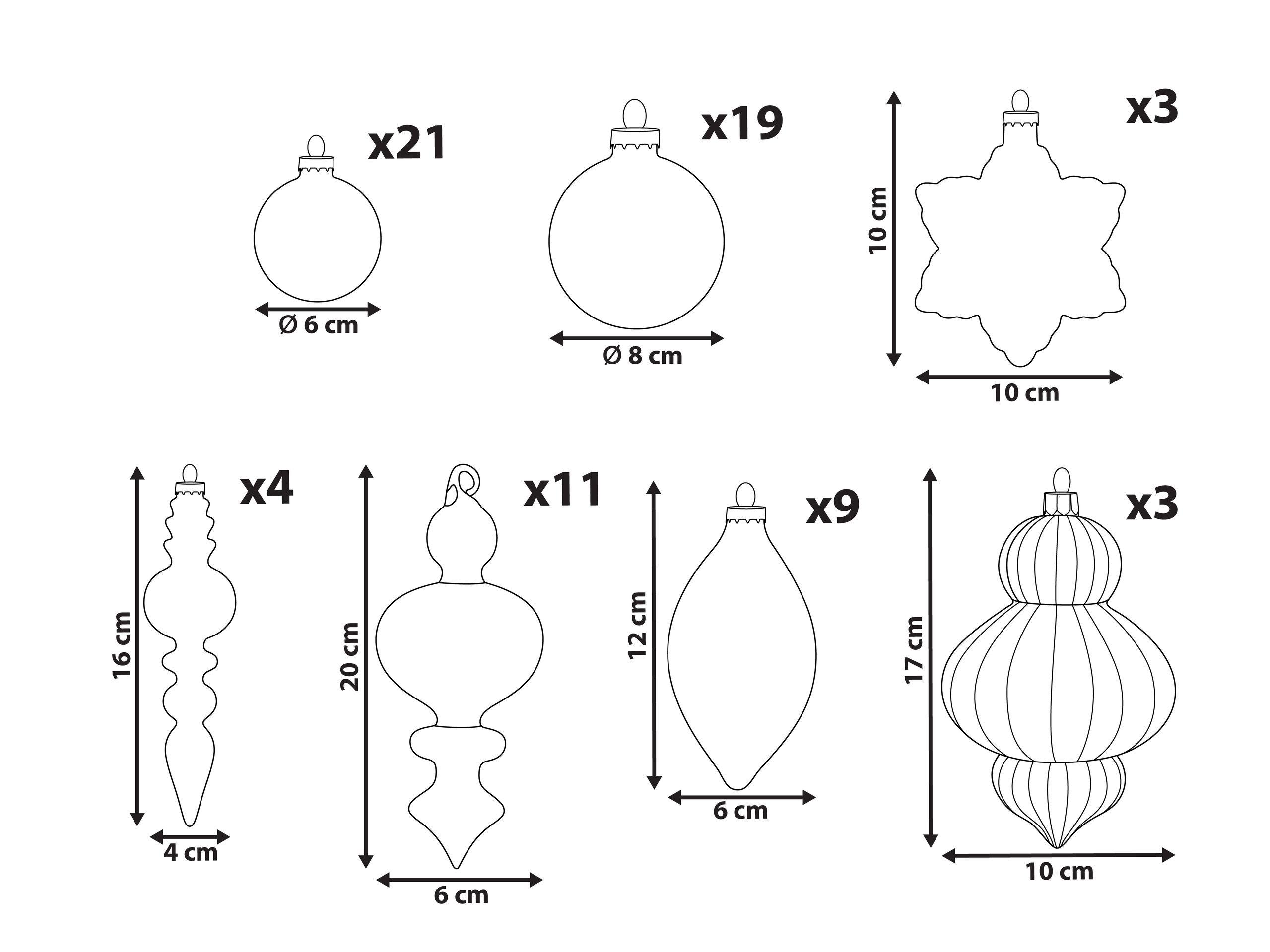 Beliani Lot de 70 boules en Verre Glamour TWINKLE  