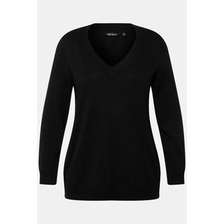 Ulla Popken  Maglione in morbida maglia fine con scollo a V e maniche lunghe 