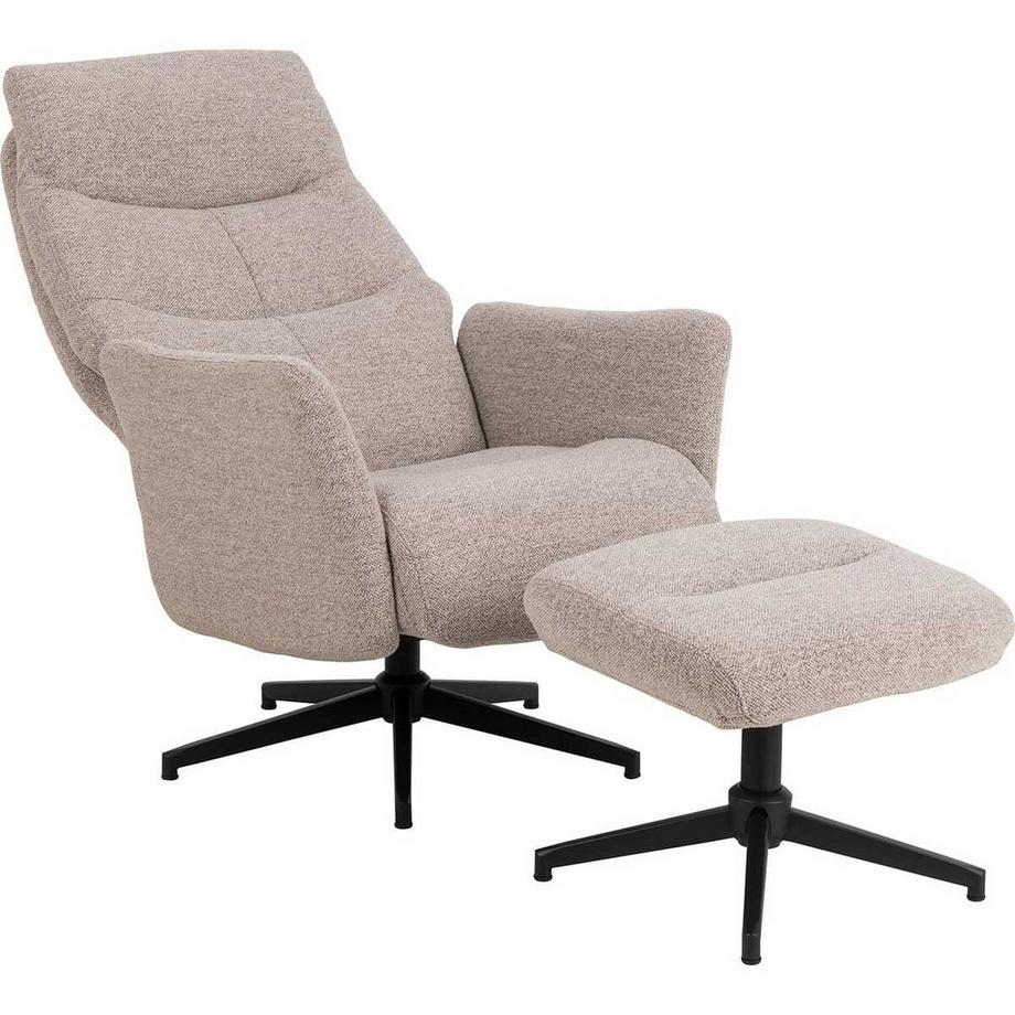 mutoni Fauteuil de relaxation avec pouf Davio beige  