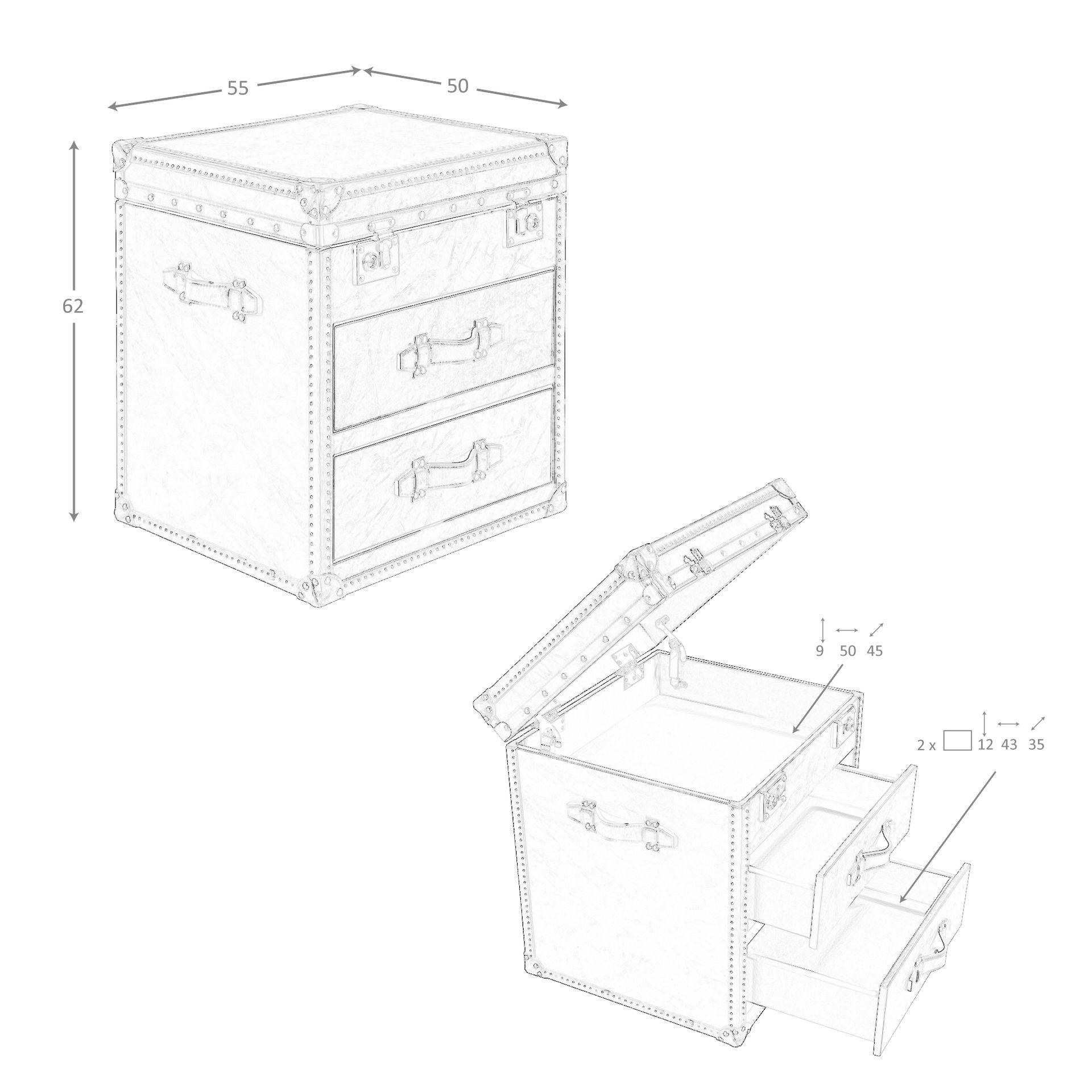 ANGEL CERDA Coffre en cuir noir  