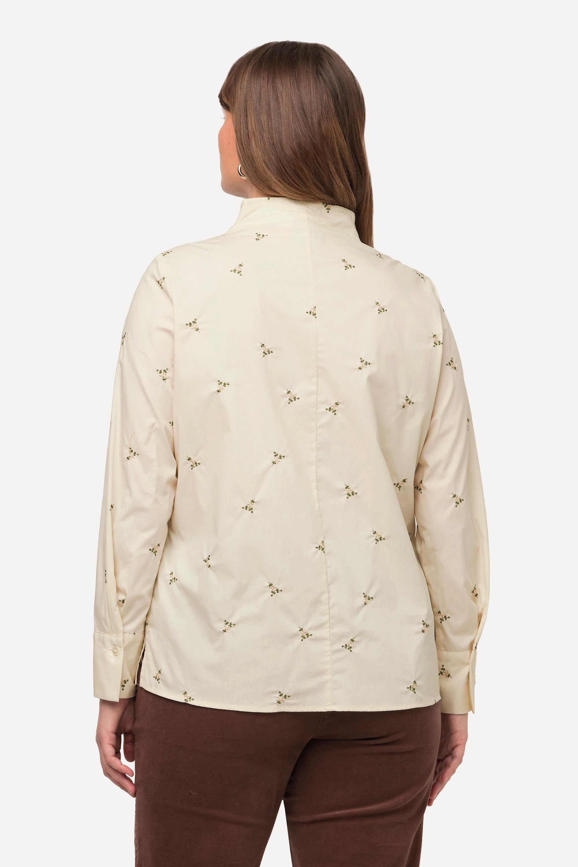 Ulla Popken  Chemisier à col calice et broderie florale 