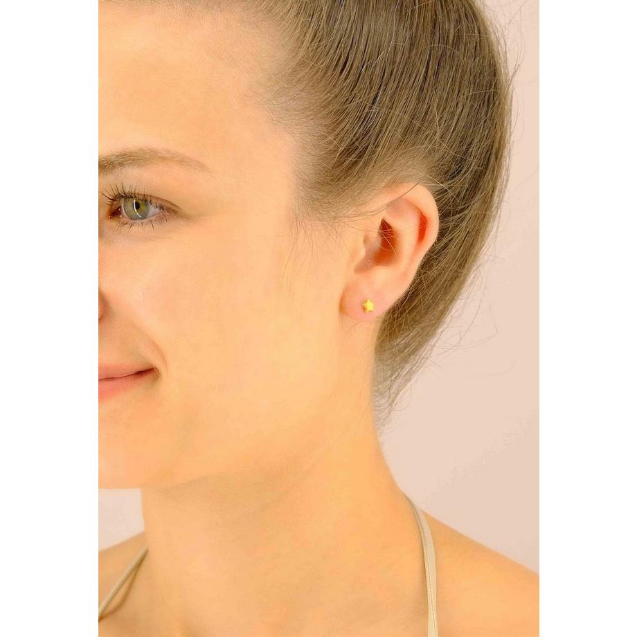 MUAU Schmuck  Ohrstecker Sterne Gelbgold 750, 5mm 