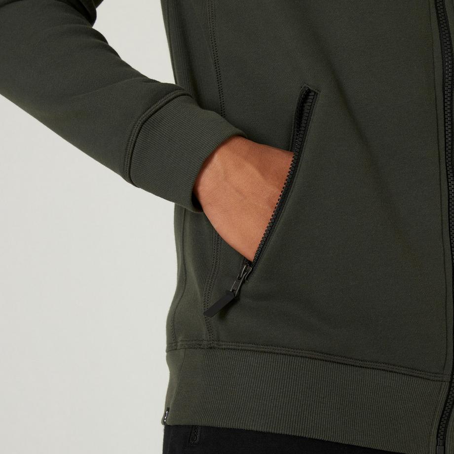 DOMYOS  Fitness-Hoodie mit Reissverschluss , khaki-grün 