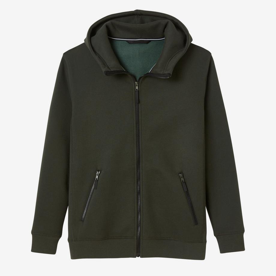 DOMYOS  Fitness-Hoodie mit Reissverschluss , khaki-grün 
