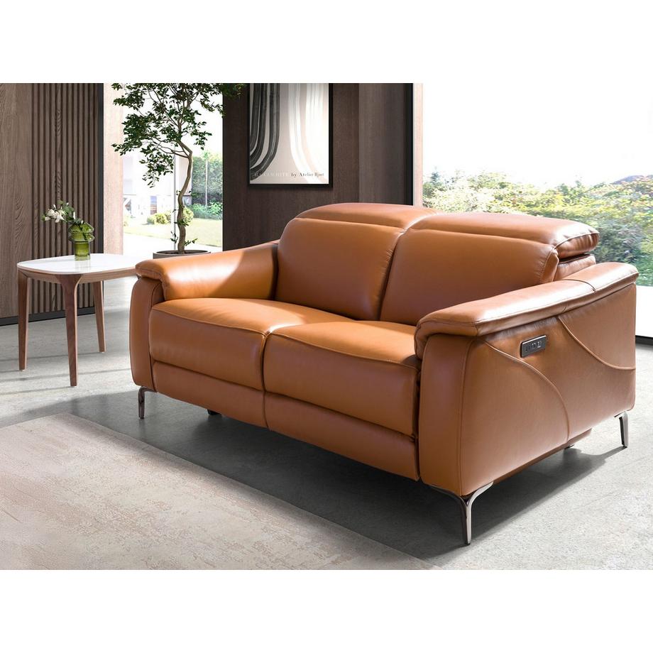 ANGEL CERDA Canapé relax 2 places en cuir marron  