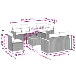 VidaXL Ensemble de canapés de jardin rotin synthétique  