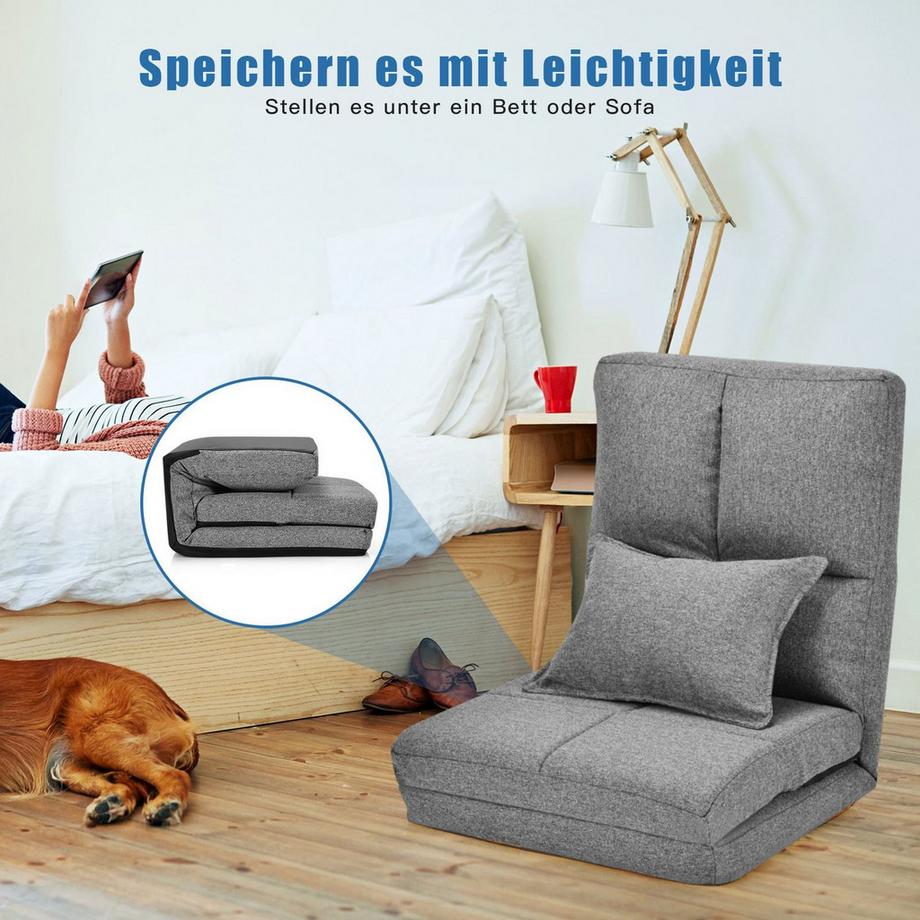 Northix Verstellbarer Bodenstuhl Klappbares Bodensofa mit weichem Kissen Bodensessel  