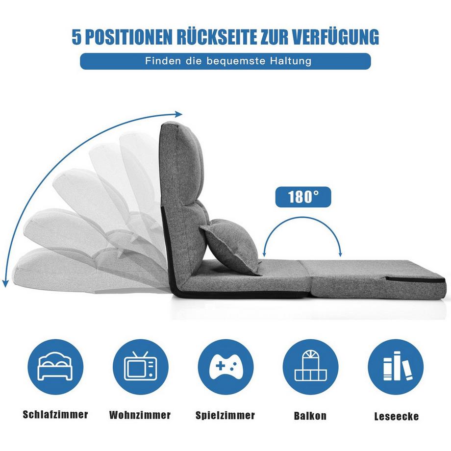 Northix Verstellbarer Bodenstuhl Klappbares Bodensofa mit weichem Kissen Bodensessel  