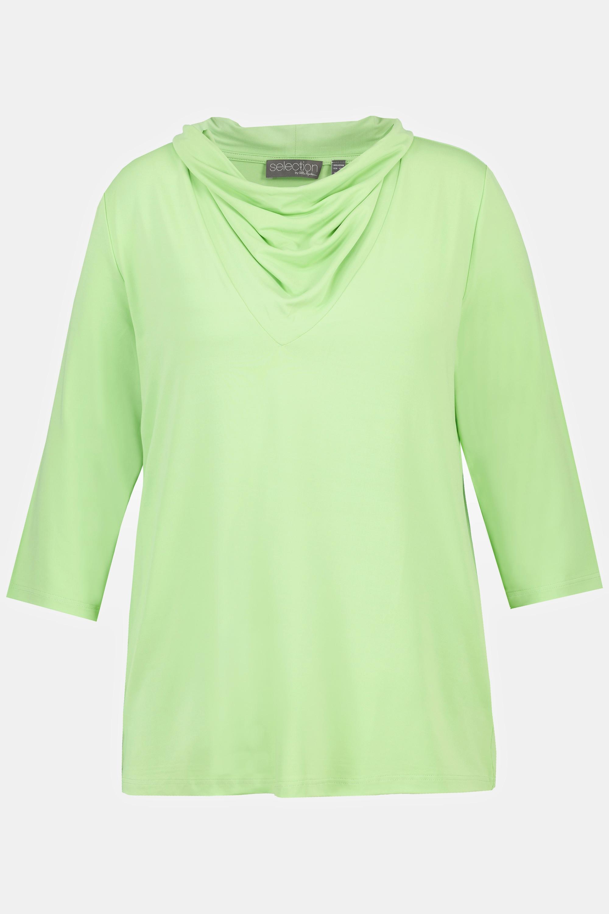 Ulla Popken  Shirt, Classic, Wasserfall-Ausschnitt, 3/4-Arm 