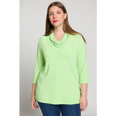 Ulla Popken  Shirt, Classic, Wasserfall-Ausschnitt, 3/4-Arm 