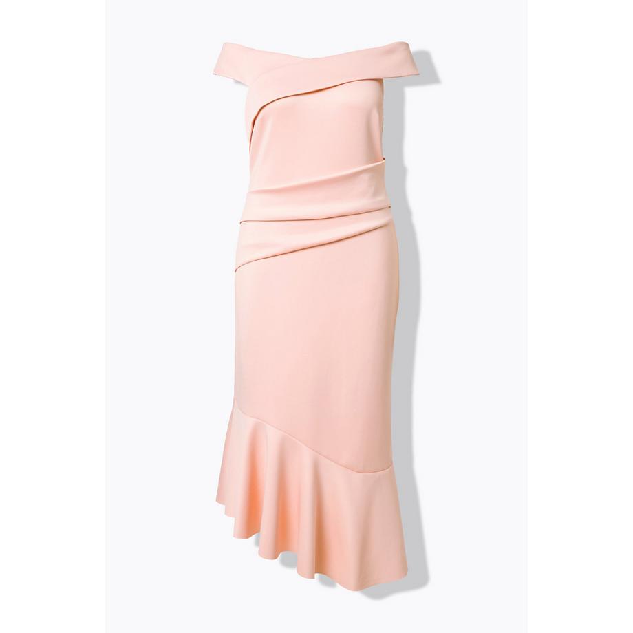 Ulla Popken Scuba Maxikleid Carmenausschnitt Drapierung  