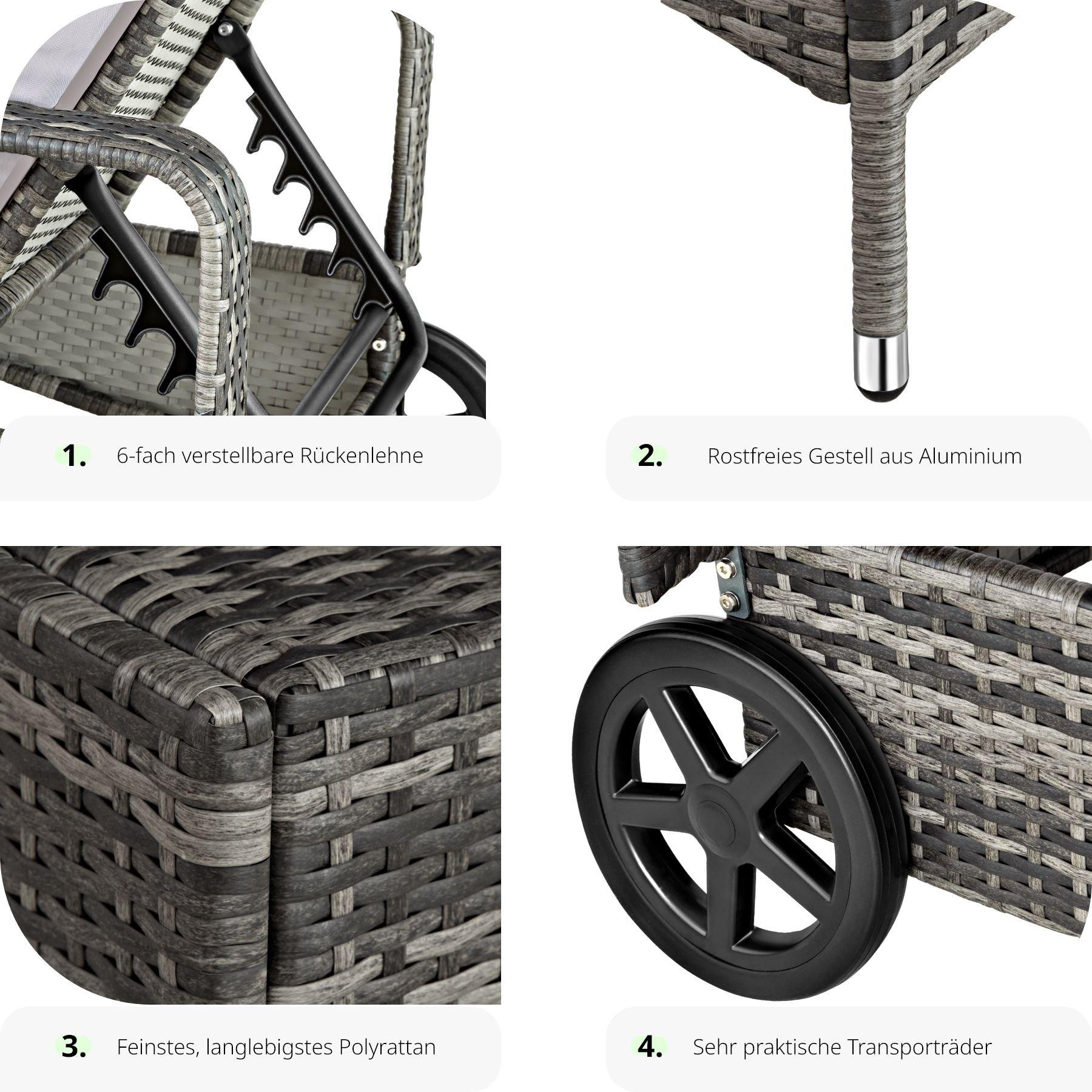 Tectake Rattan Sonnenliege Cassis  