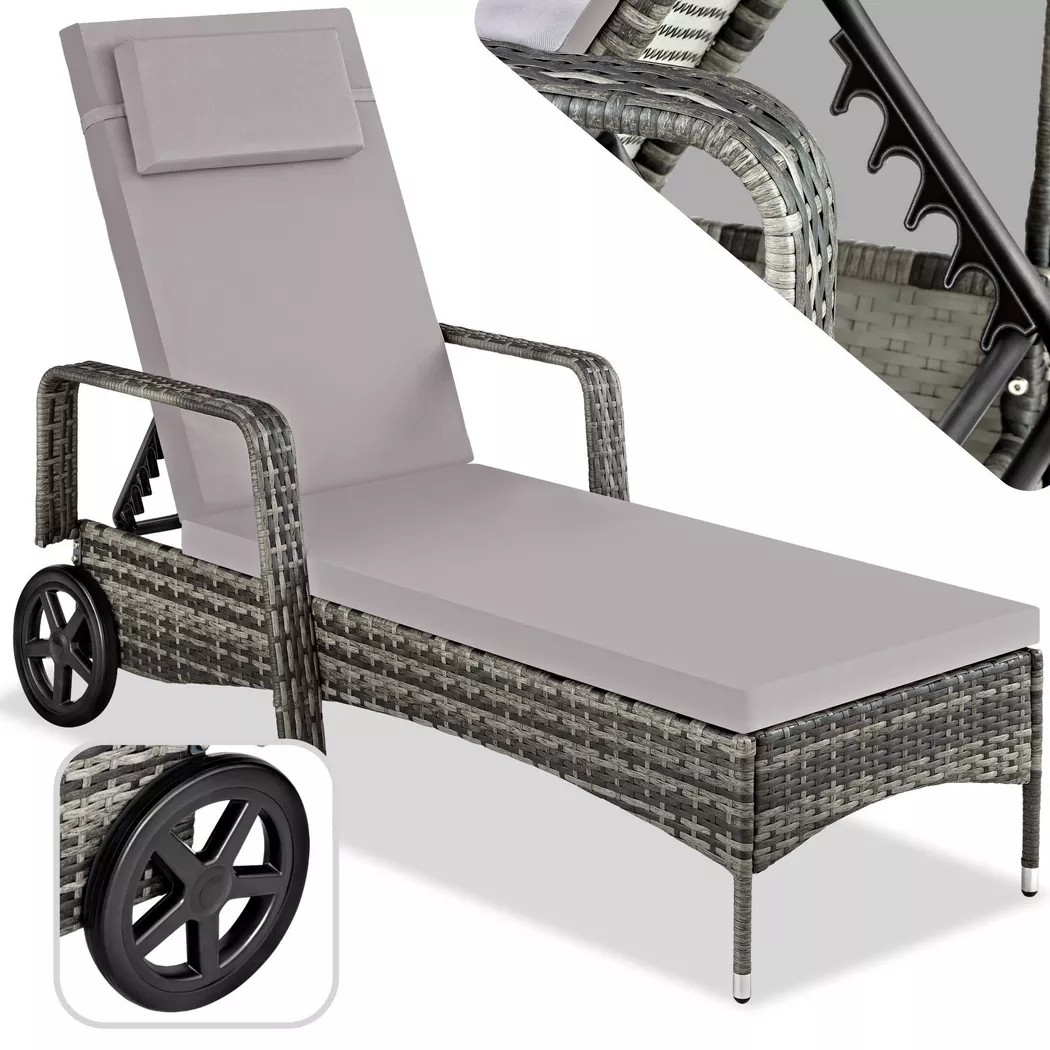 tectake Sun Lounger Cassis in Grey | Size: 1 Seater