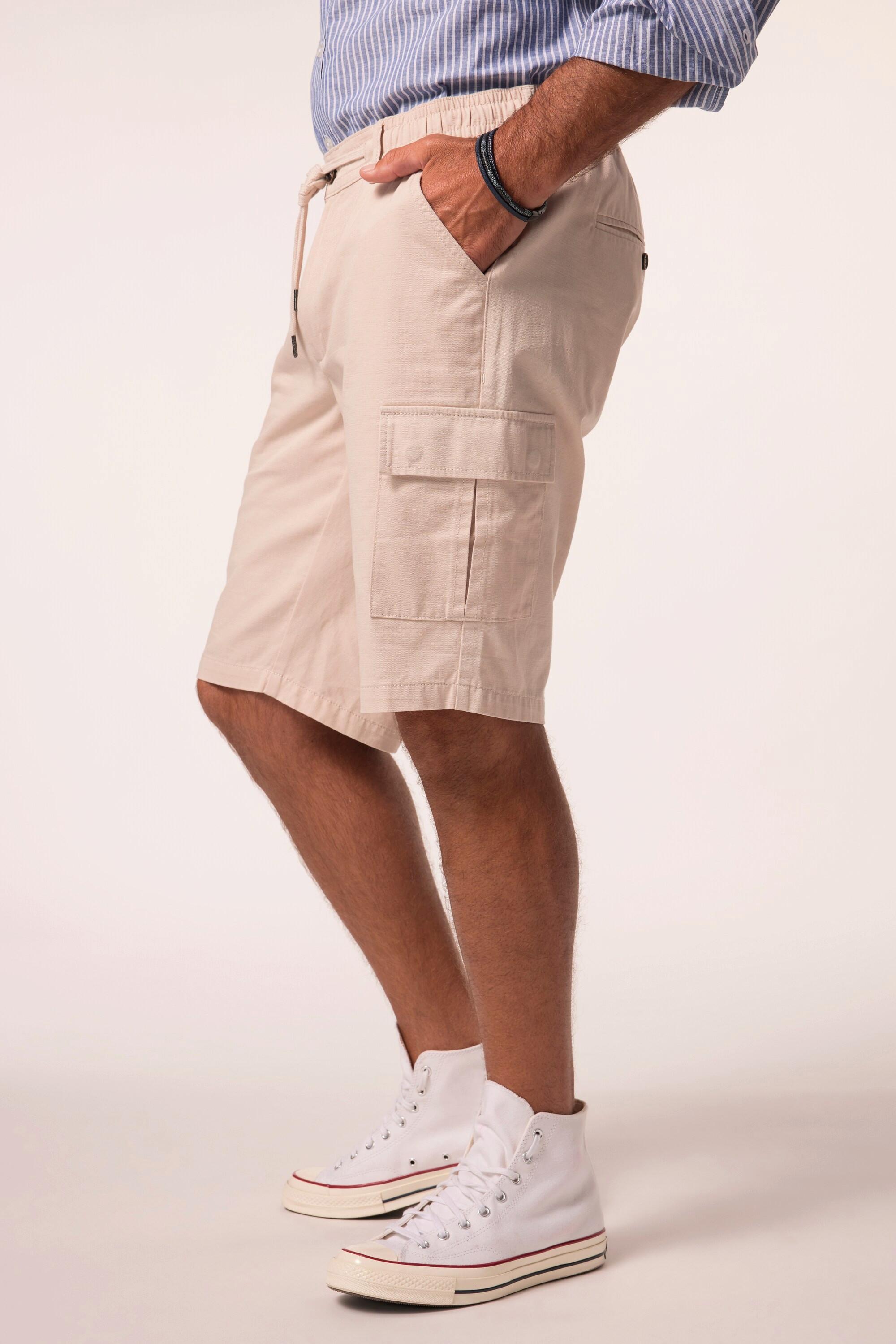 JP1880 Leinenoptik Bermuda Cargotaschen Elastikbund Navy  